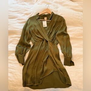 H&M Elegant Olive Green Wrap Dress/Tunic Size 2